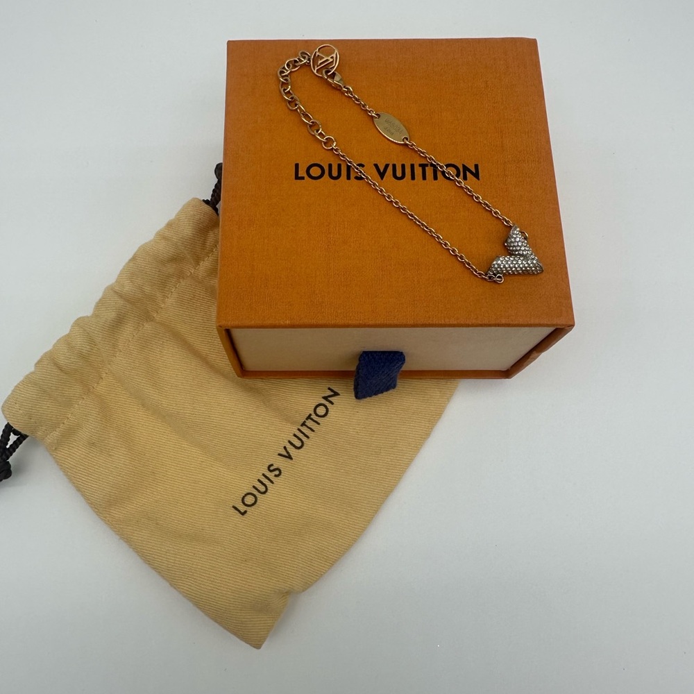Louis Vuitton Bangle Bracelet Essential V Rhinestone Gold and Silver